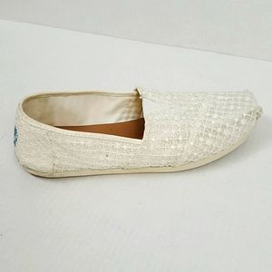 Tom's white lace slip on shoes canvas flat women size 10